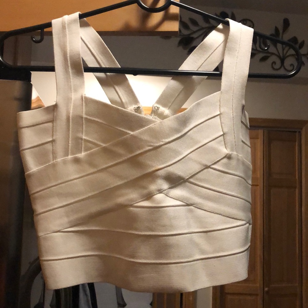 White bandage crop top